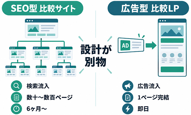 SEO型と広告型の比較サイトの違い